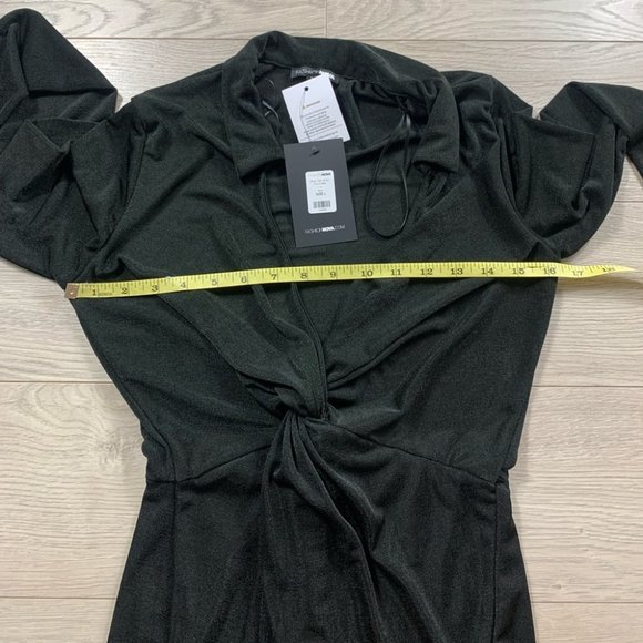 Fashion Nova Office Talk Slinky Long Sleeve Midi Dress - Black - Picture 12 of 13